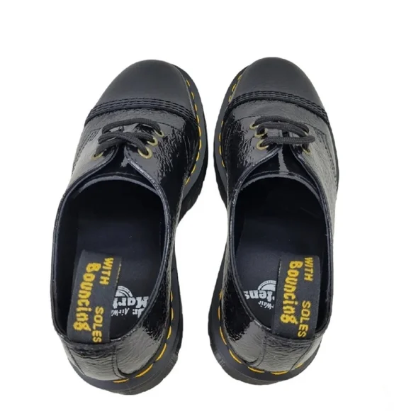 Dr.Martens 1461 Quad Platform Distressed Patent Leather Oxfords  Wms USM 7 USL 8 - Picture 8 of 11